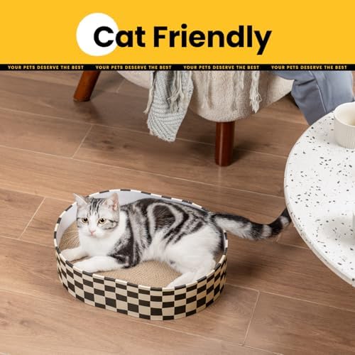 Conlun Oval Cat Scratcher Box with 4 Scratching Pads | Medium