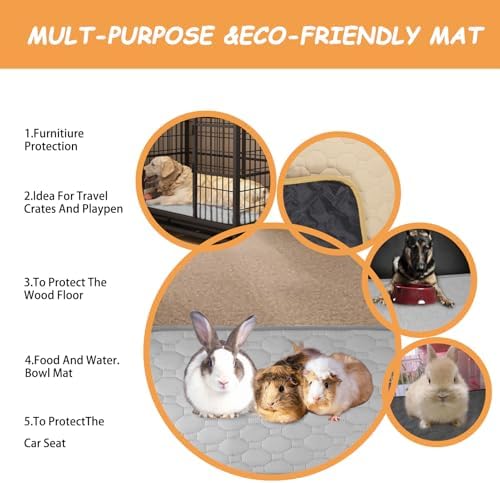 2 Pack Washable Dog Pee Pads, 26" x 20" Reusable Puppy Pads, Waterproof Anti Slip Bottom Pet Training Pads for Small Animals Rabbit Hamste Bunny Puppy Cat Grey Large