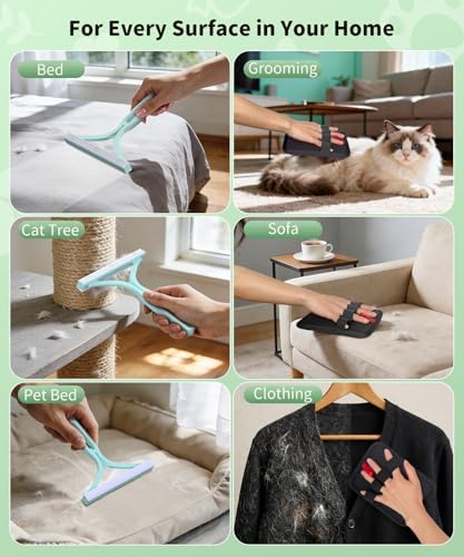 Carpet Rake for Pet Hair Removal, Reusable Carpet Rake, Pet Hair Removal Broom with Extra-Long Thickened Brush, 54" Adjustable Handle, 3 Pcs Pet Hair Removal Tool for Carpet, Sofa & Stairs