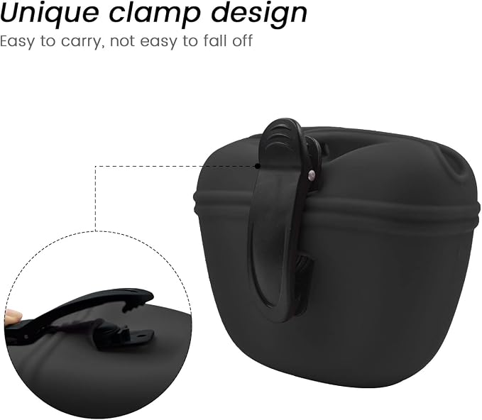 AUDWUD Silicone Dog Treat Pouch with Clicker Magnetic Closure Secure Clip | Upgraded clip keeps your treat pouch secure during training.Magnetic closure allows fast one hand access.Includes dog click