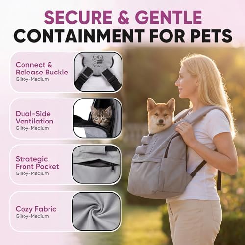 Dog Carrier Sling for Small Dogs, Front Dog Carrier Backpack with Adjustable Fit, Hands-Free Pet Sling Carrier with Removable Washable Mat, Padded Shoulder Straps & Waist Support for Puppies and Cats