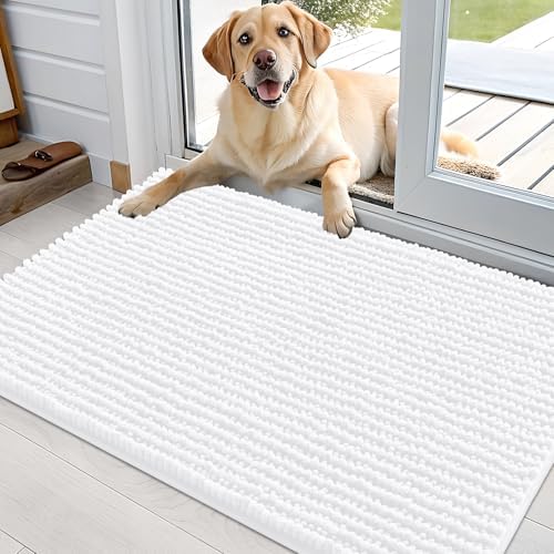 OLANLY Dog Door Mat for Muddy Paws 36x24, Extra Absorbent Chenille Mud Mat