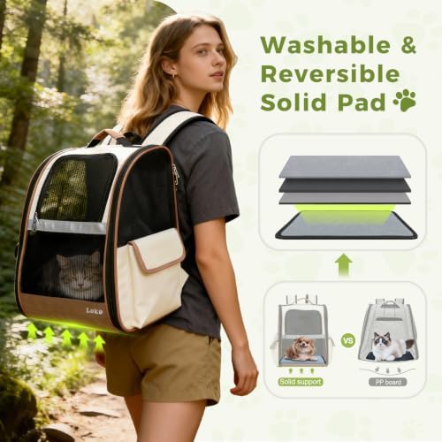 Lekereise Cat Backpack Carriers, Dog Carrier Backpacks with Breathable Mesh for Small Medium Cats Dogs Puppy Up to 18 Lbs, Pet Foldable Carrying Backpack Ventilated for Travel Hiking Collapsible