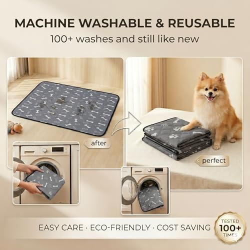 Washable & Reusable Pee Pads for Dogs (Blue Grey,24x36,2 Packs)