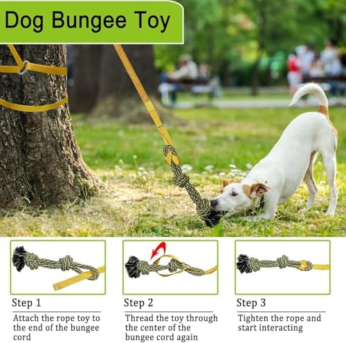 Dog Bungee Tug Toy Hanging from Tree, Outdoor Interactive Tether-Yellow