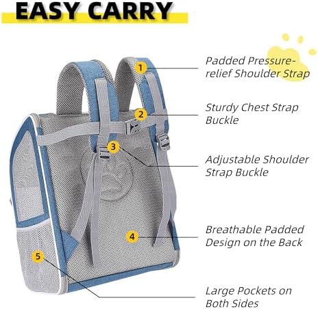 Cat Backpack Carrier - Large Space, Breathable Mesh, Anti-Scratch, Reflective Strip - Foldable Pet Carrier for Travel, Hiking & Outdoor Activities - Fits Cats & Small Dogs (Khaki, X-Large)