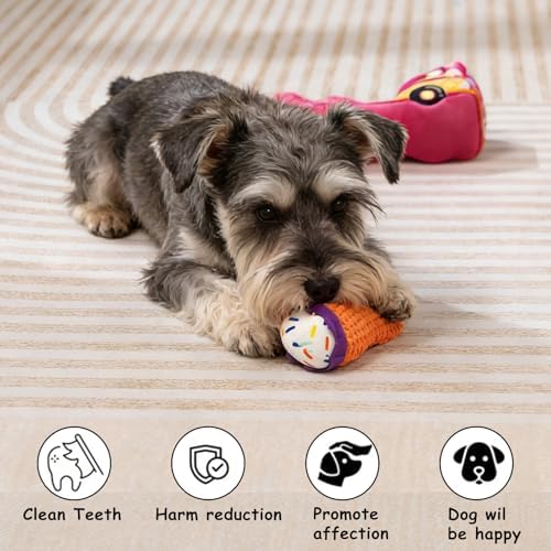 Hollypet Squeaky Hide and Seek Dog Toys for Small and Medium, Ice Cream