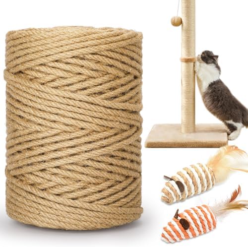 262FT 1/4 Inch Cat Scratching Sisal Rope for Cat Trees & Posts