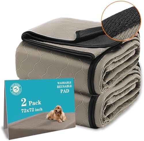 Bunlitent Washable Pee Pads for Dogs 72" x 72", 2 Pack, Leakproof, Brown