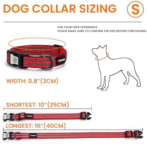 Personalized Dog Collar with QR Code Dog Tag, Red S