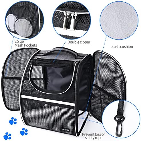 BAGLHER Pet Carrier Backpack, Ventilated Design, Pet Travel Backpack with Comfortable Shoulder Straps, Thicker Bottom Support, Two-Way Entrance Pet Carrier Backpack, Black