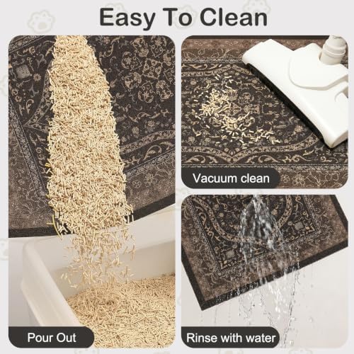 Glittme Cat Litter Mat, 47"x35" Non-Slip Washable Trapping Mat for Cats