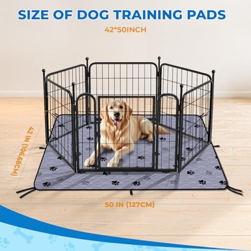 Fostanfly Non-Slip Washable Pee Pads for Dogs, 42''x50''-2 Pack, Gray