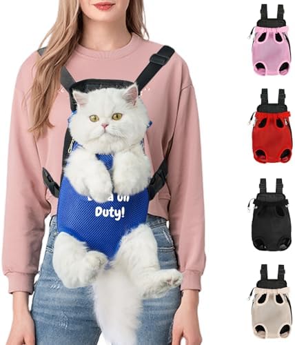 Personalized Dog Carrier Backpack with Name Embroidery, Adjustable Front-Facing Legs-Out Design, Custom Dog Carrier Bag with Breathable Tail Hole & Chest Support for Small/Medium Dogs (Blue, X-Large)
