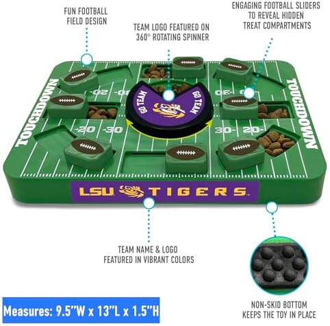 Pets First NCAA LSU Large Puzzle Toy, Interactive Treat Toy for Dogs, New Size, Slow Feeding Toy