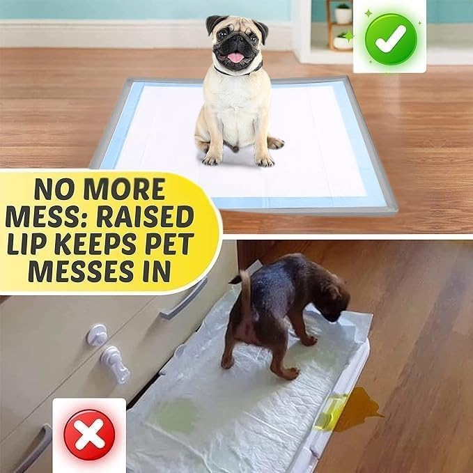 TidyFriend Dog Pee Pad Holder Tray Fits for 36” x 36” Wee Wee Pee Pads - Stable Grip, Quick-Wipe Silicone Surface Dog Potty Tray Holder for Indoor Flooring Protection (Light Grey)