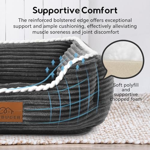 Zerbuger 25in Dark Grey Rectangle Cat Dog Bed Machine Washable Sofa