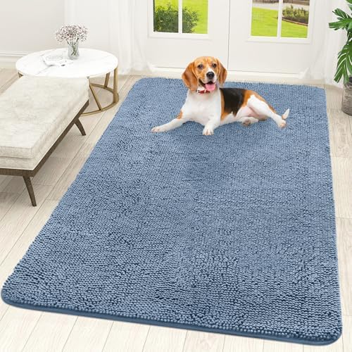 OLANLY Dog Door Mat for Muddy Paws 59x35, Super Absorbent Chenille Mud Mat