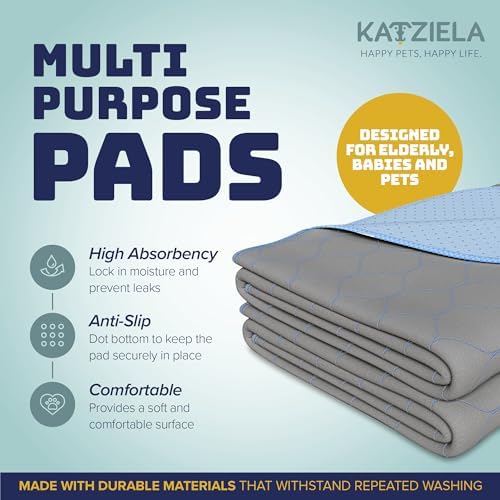 Katziela Hexagon Washable Pee Pads (48X48, White Stitching), White, Blue, Pink