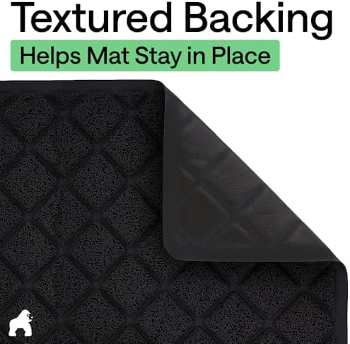 GORILLA GRIP Cat Litter Box Mat, Coiled Mesh Trapping Mats, 35x23 Black