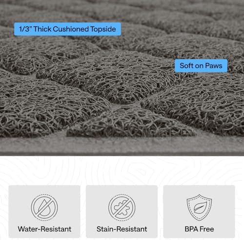 GORILLA GRIP Cat Litter Box Mat, Coiled Mesh Trapping Mats, 47x35 Charcoal