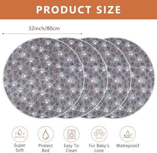 4 Pack Washable Whelping Pad Whelping Supplies Absorbent Reusable Puppy Training Pads Reusable Dog Mat for Floor Non Slip Washable Pee Mat for Dogs(Grey,32 Inch)