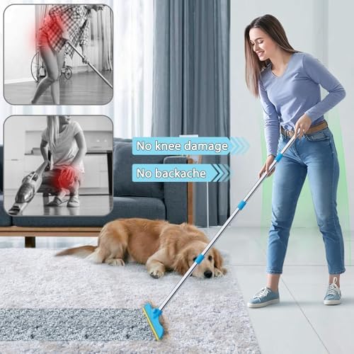 3 in 1 Carpet Rake for Pet Hair Removal, 60” Adjustable Long Handle Pet Hair Remover, Tool Set of 3, Reusable Carpet Scraper Dog Cat Pet Hair Removal Broom for Carpets, Car Mat, Pet Bed, Rugs