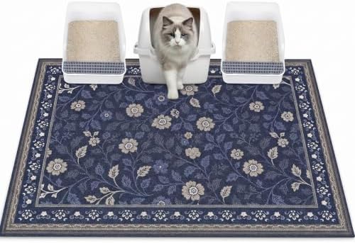Glittme Cat Litter Mat, 40"x30" Non-Slip Washable Trapping Mat for Cats