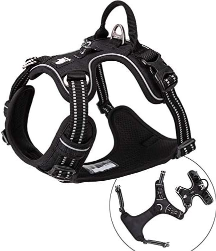 WINHYEPET True Love No Pull Dog Harness Extra Reflective Pet Harness for Small Medium Large Dogs Adjustbale for Running Walking Padded Soft Mesh Vest Easy Control TLH56512(Black,M)
