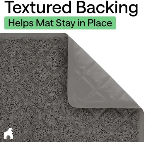 GORILLA GRIP Cat Litter Box Mat, Coiled Mesh Trapping Mats, 47x35 Charcoal