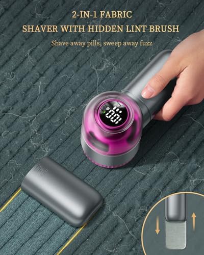 Fabric Shaver with Lint Brush, Large Lint Shaver with Digital Display