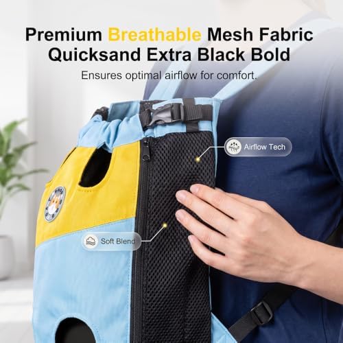 Front Pet Carrier Backpack, Breathable Leg-Out Pet Chest Carrier, Blue, XL