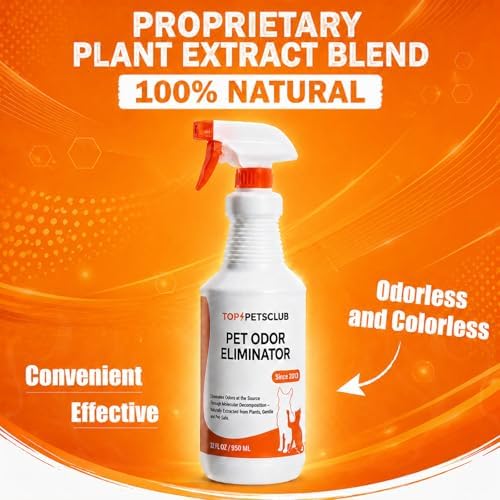Pet Odor Eliminator for Home and Strong Smells, Plant Based Formula Dog & Cat Urine Odor Eliminator Spray, Pet Stain and Odor Remover for Carpet - 32 OZ Odorless