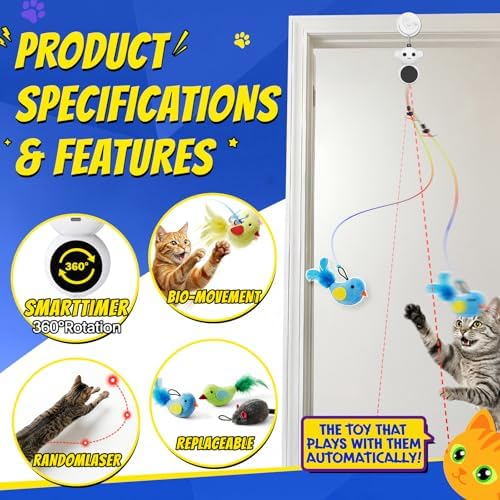 Interactive Cat Toys for Indoor Cats, Automatic Moving Toy with Flying Bird