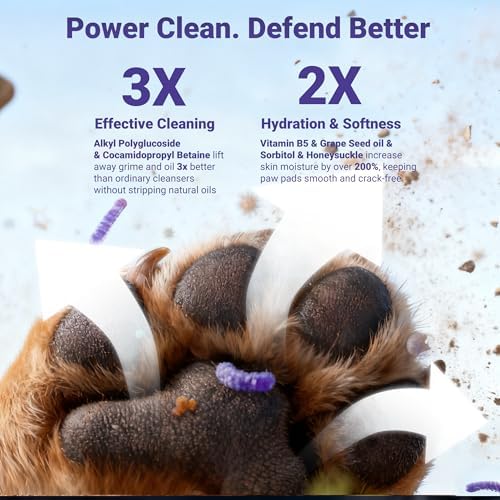 Paw Cleaner for Dogs and Cats, No-Rinse Puppy Paw Washer, Larger 7oz Dog Foaming Foot Cleanser with Scrubber Brush for Dirty Paws, Safe and Hypoallergenic, Dog Essential and Grooming Supplies