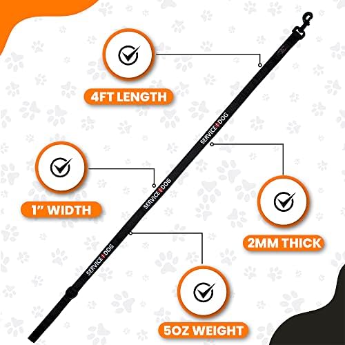 Tacticollar - Service Dog Leash, Strong Nylon Leash, Soft Neoprene Padded Handle, Embroidery (4ft Length x 1in Width)