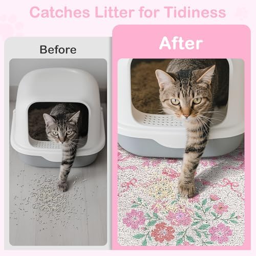 Unicorn Catcher 33"x22" Cat Litter Mat Non-Slip Washable Litter Box Mat