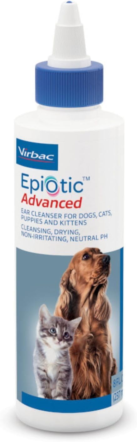 Epiotic Advanced Ear Cleanser|Gentle Ear Cleanser for Dogs and Cats | Neutral pH routine dog ear wash and cat ear cleaner dries wet ears, cleanses wax & debris to smell fresh and clean