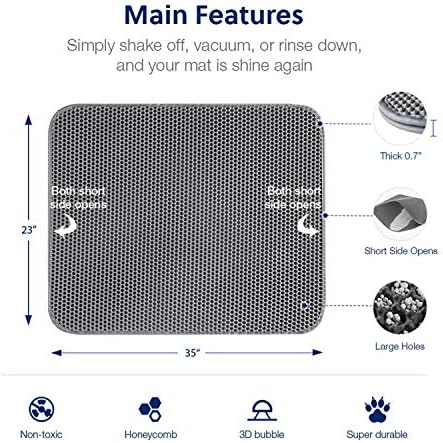 WePet Cat Litter Mat, Kitty Litter Trapping Mat, Honeycomb Double Layer Mats, No Phthalate, Urine Waterproof, Easy Clean, Scatter Control, Catcher Litter Tray Box Rug Carpet