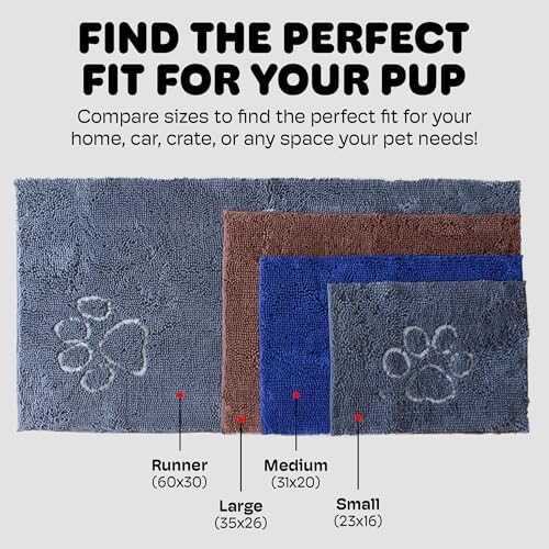 Dog Gone Smart Cat Litter Mat - Super Absorbent Microfiber - Plush Surface Traps Litter, Dirt & Moisture - Washable - Built with Double Basting & Stitching for Lasting Use -Pacific Blue, 35 x 26 In