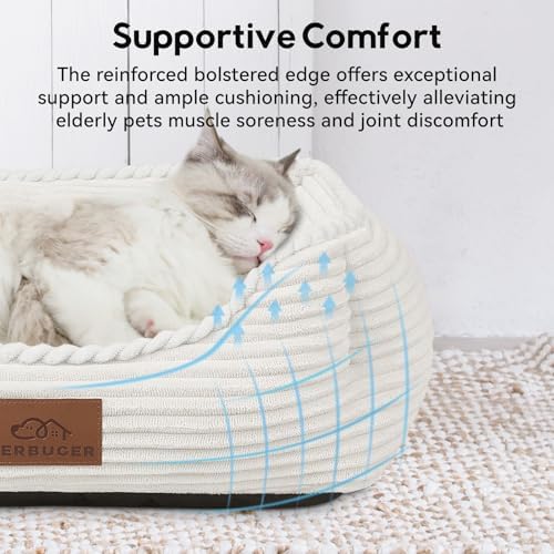 Zerbuger 20in Cream Rectangle Cat Dog Bed Machine Washable Sleeping Sofa