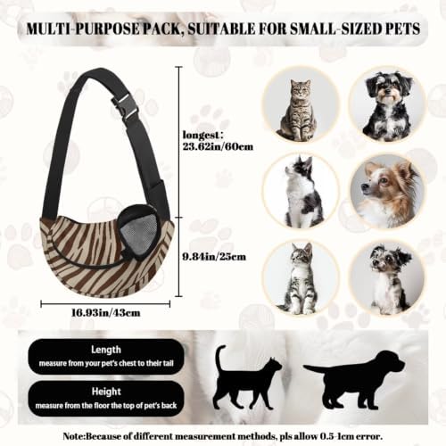 COEQINE Brown Zebra Print Pet Backpack Carrier for Dogs Small Size