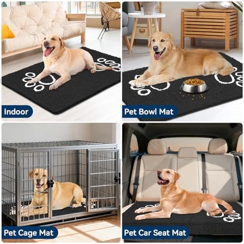 Bcoimo Super Absorbent Dog Door Mat, 48"*30" Anti Slip Mat for Muddy Paws