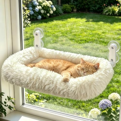 Zoratoo Foldable Cat Window Perch, Widened Cushion Cat Bed for Large Cats