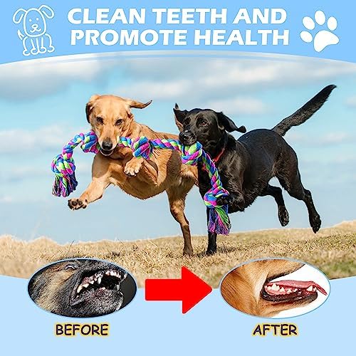Aitmexcn Large Dog Rope Toys, 37 Inch 5 Knots for Aggressive Chewers