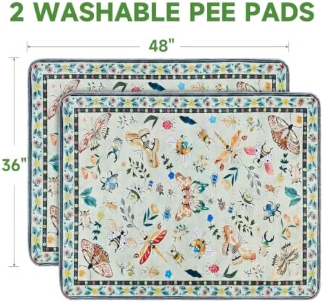Washable Pee Pads for Dogs 2 Pack,Reusable Puppy Pads, 2026 Upgraded Puppy Pad 36"x48", Waterproof Puppy Pads, Super Absorbent Training Pads for Puppies (Green Medallion, 36"x48"(Pack of 2))