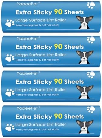 4-Pack Lint Roller Refills - 6.3 inch Width, 90 Sheets per Roll (360 Sheets Total)