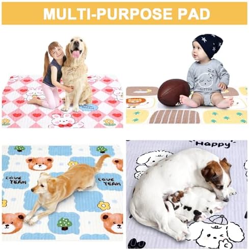4 Pack Whelping Pads for Dogs, Round Whelping Pads Washable and Waterproof ,Reusable Pet Pee Pads Puppy Training Pad Whelping Floor Pad Whelping Supplies for Dogs (48", Square,Plaid)
