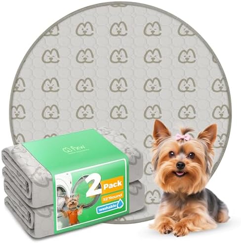 FXW Washable Pee Pads for Dogs, Super Absorbent, 32" Round, 2 Packs