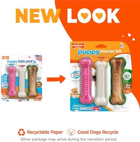 Nylabone New Puppy Starter Kit, Puppy Teething Toys, 3 Pack, Pink